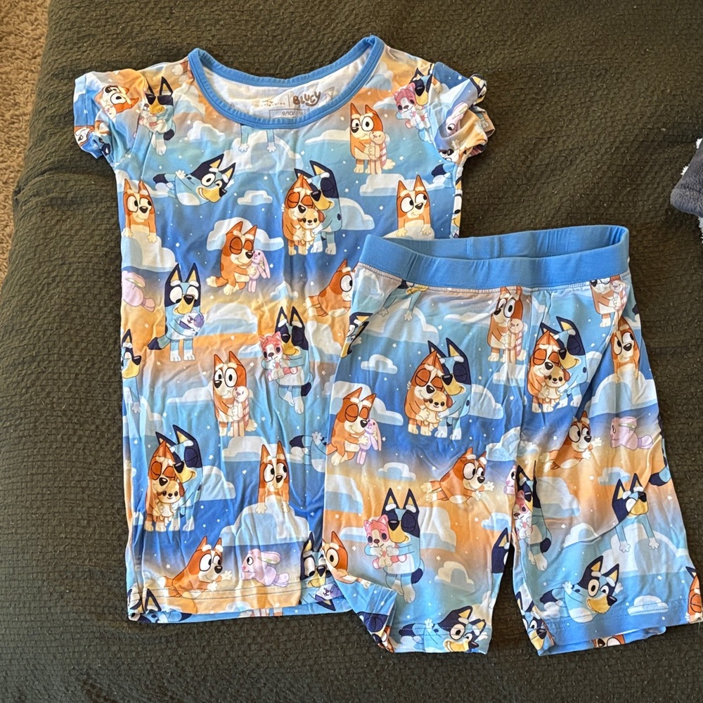 Bluey Little Sleepies Kids Pajamas Set - Blue and Orange